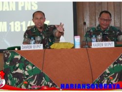 Pengarahan Perdana Danrem 181/PVT Kepada Prajurit Dan PNS