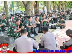 Jaga Soliditas, Dandim 0726/Sukoharjo dan Kapolres Sukoharjo ambil Apel Sinergitas TNI-Polri di Alun-alun Sukoharjo